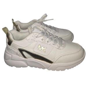 Michael Kors Kids White & Gold Lace-Up Sneakers